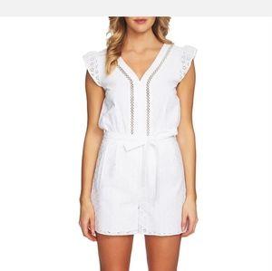 Cece Women's Cotton Eyelet White Romper Size 10 M Medium new with tags